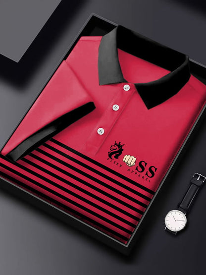 Men's Letter Printed Casual Short Sleeve Polo Shirt