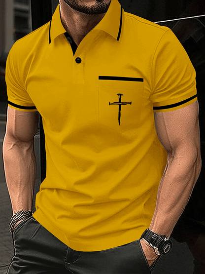 Men's Faith Printed Casual Polo Shirt (With Pockets)