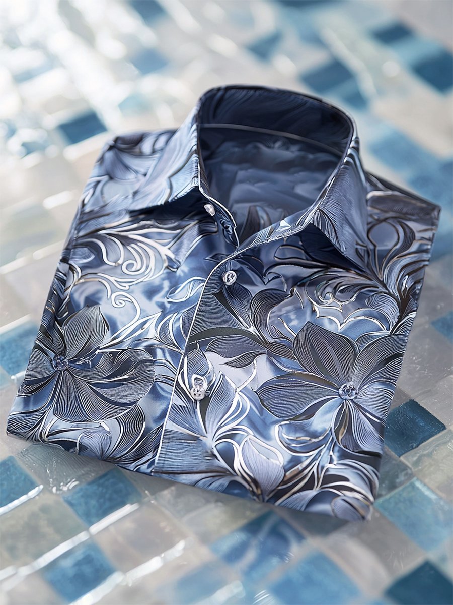 Men's Satin Luxe Long Sleeve Button Down Shirt