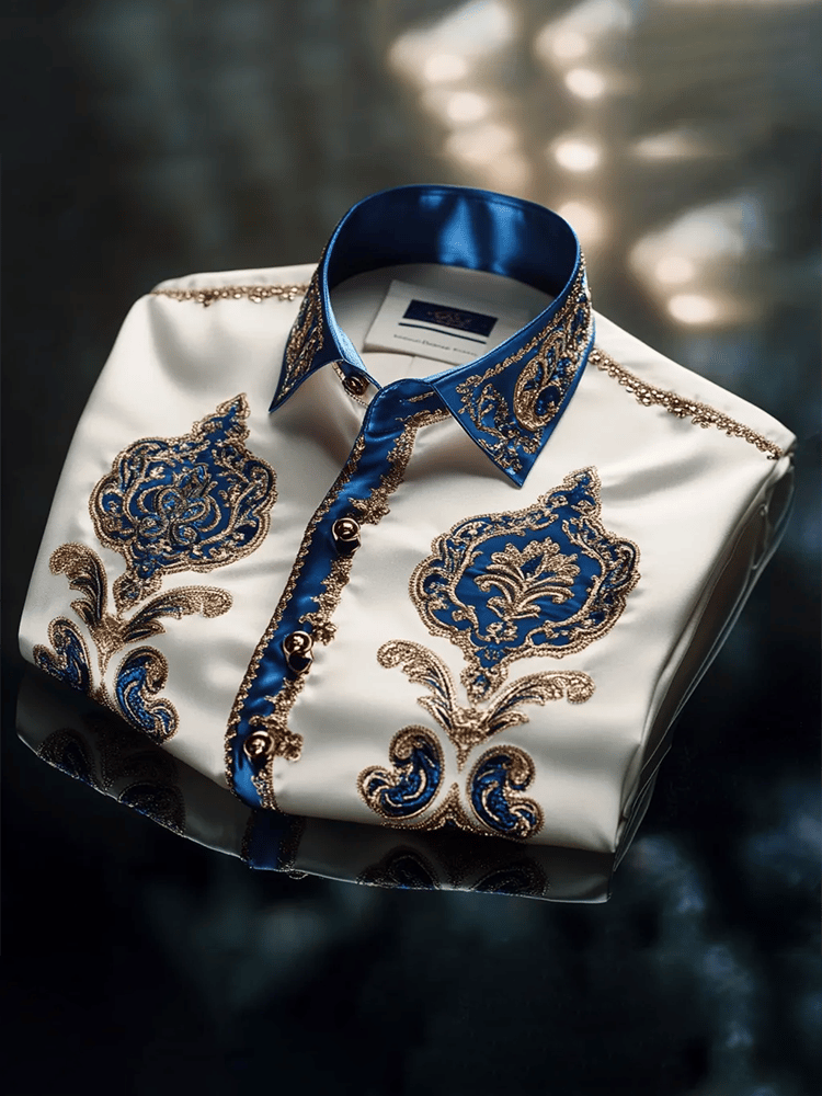 Men's Satin Luxe Print Short Sleeve Button Shirt