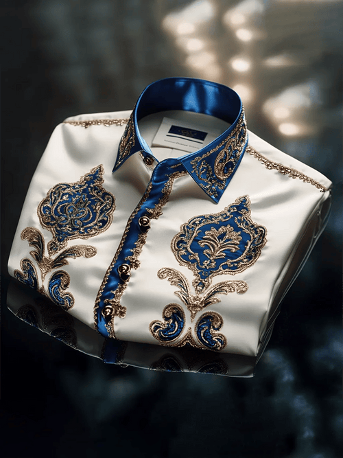 Men's Satin Luxe Print Short Sleeve Button Shirt