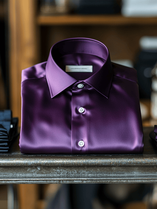 Men's Luxury Silk Business Classic Long Sleeve Shirt