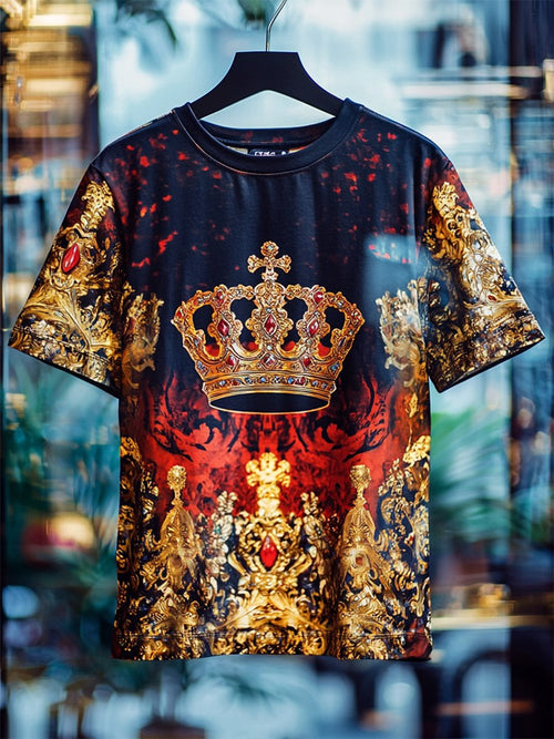 Men's Business Luxury Printed  Cotton Short Sleeve T-Shirt