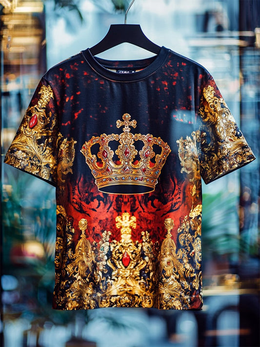 Men's Business Luxury Printed  Cotton Short Sleeve T-Shirt
