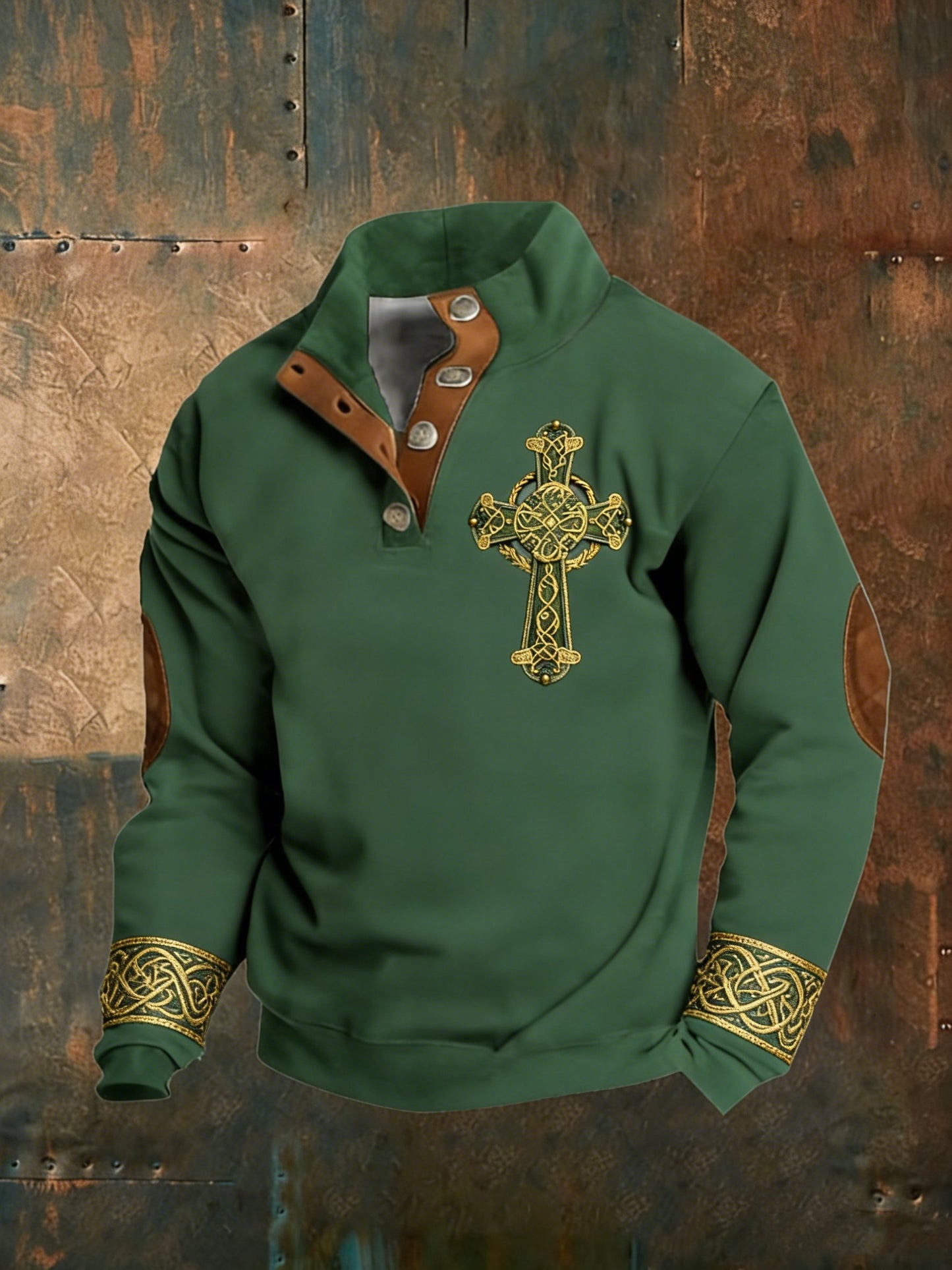 Irish St. Patrick's Day Celtic High Cross Knots Long Sleeve Sweatshirt