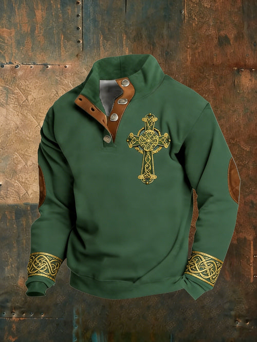 Irish St. Patrick's Day Celtic High Cross Knots Long Sleeve Sweatshirt