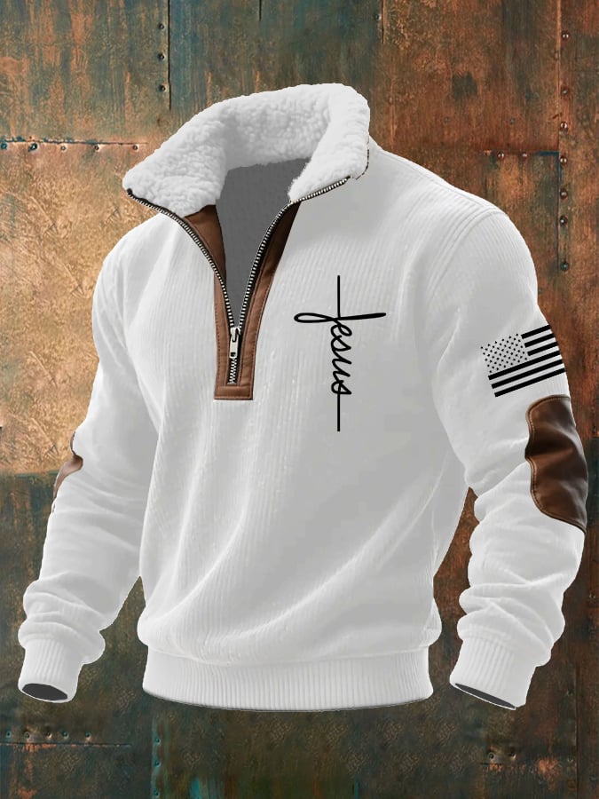 Men's Casual Faith Retro Textured Sweatshirt