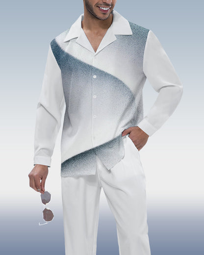 Men's Gradient Print Long Sleeve Shirt Walking Suit 331