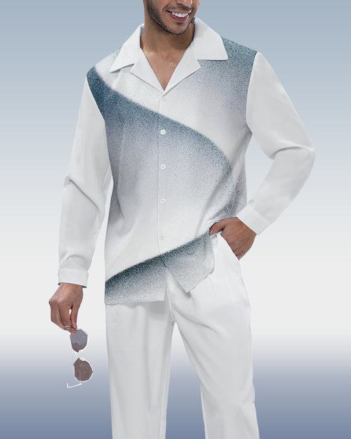 Men's Gradient Print Long Sleeve Shirt Walking Suit 331