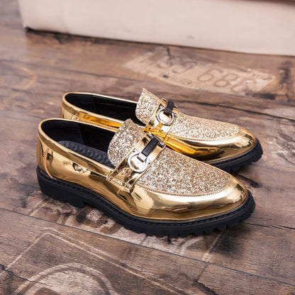 British Fashion Matching Sequin Business Dress Leather Shoes