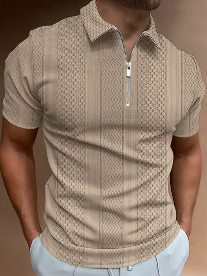 Fashion Casual Lapel Knitted Jacquard Polo