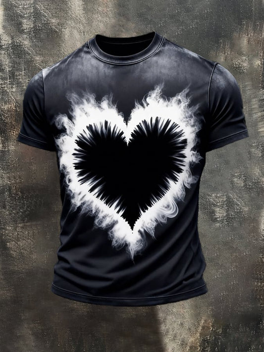 Men's Retro Print Crew Neck Short Sleeve T-Shirt