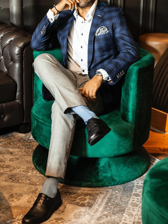 Men's Vintage Single-Breasted Plaid Gentleman's Business Suit Jacket