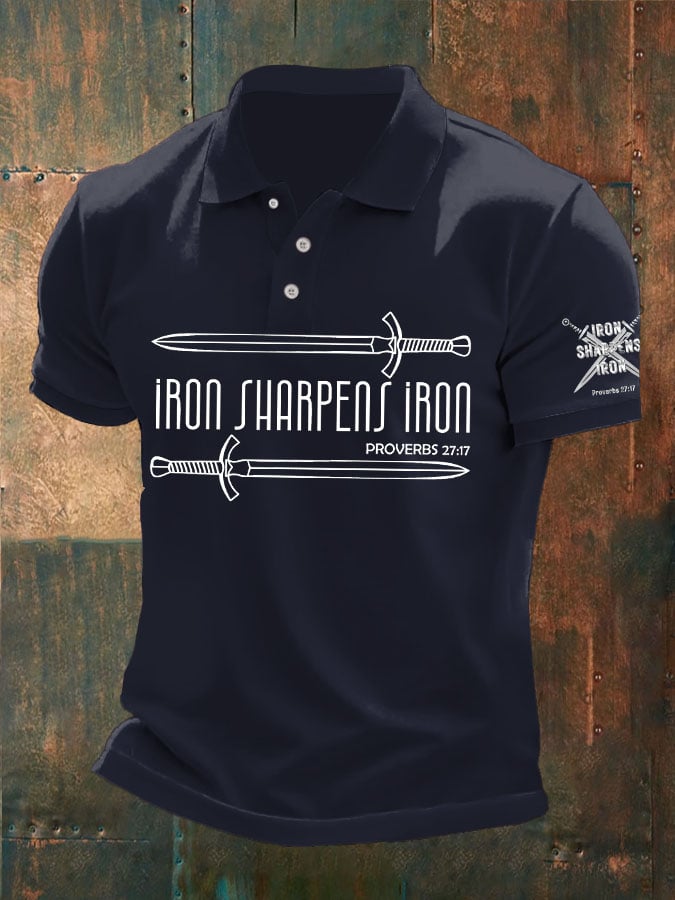 Men's Iron Sharpens Iron Print Polo Shirt