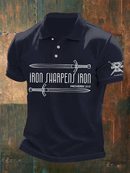 Men's Iron Sharpens Iron Print Polo Shirt