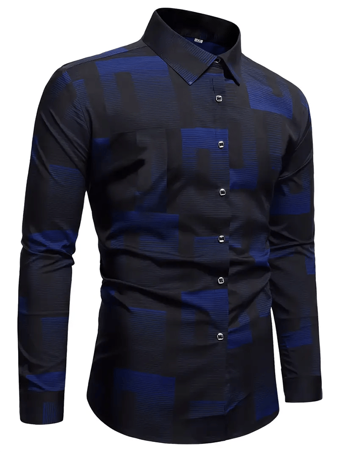 Men's Geometric Design Business Casual Shirt