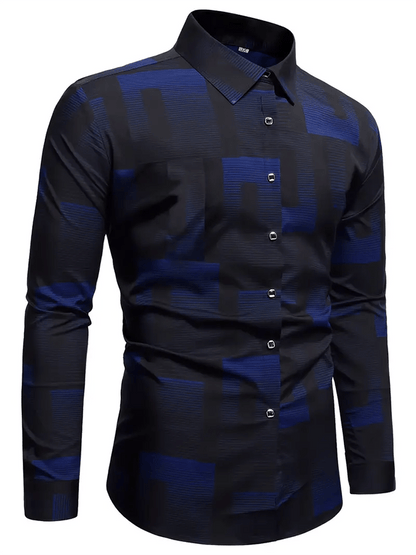 Men's Geometric Design Business Casual Shirt