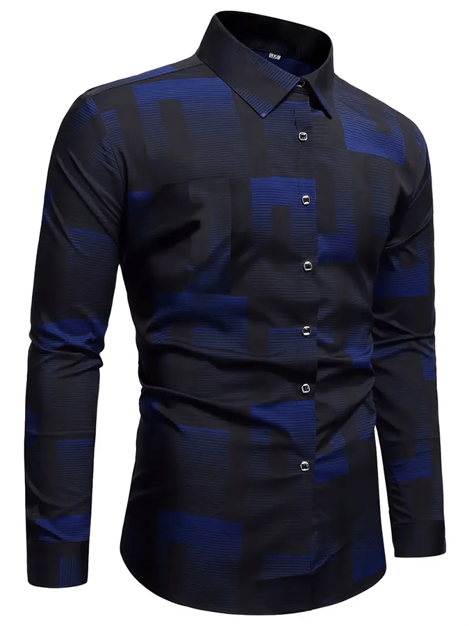 Men's Geometric Design Business Casual Shirt