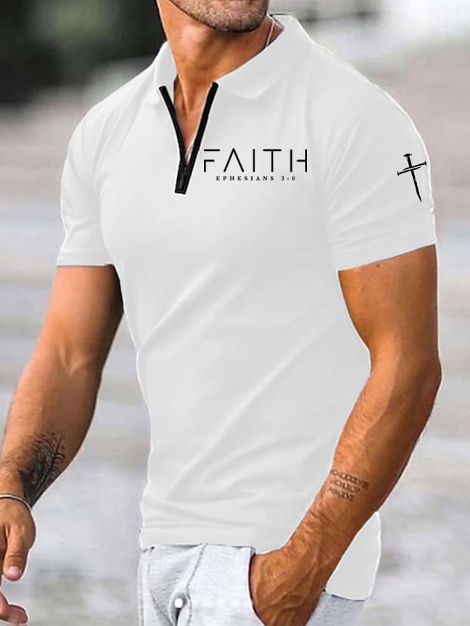 Men's Faith Print  Polo Shirt