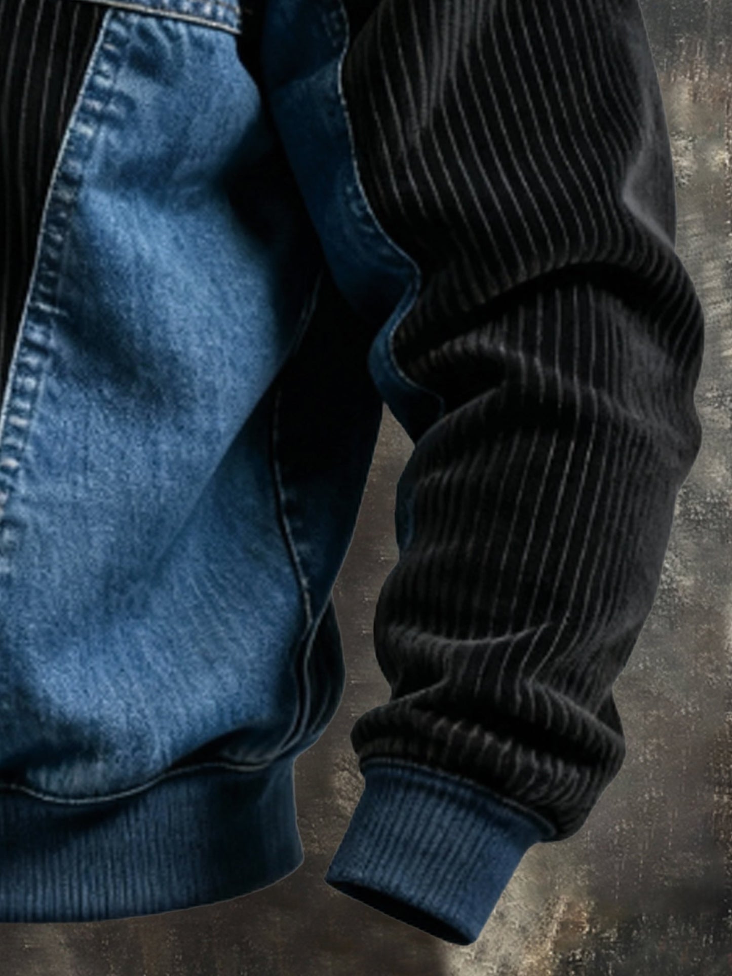 Men's Vintage Corduroy Patchwork Comfortable Color-Block Zip-Up Sweatshirt