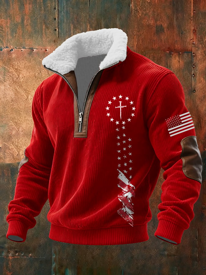 Men's Casual Faith Retro Textured Sweatshirt