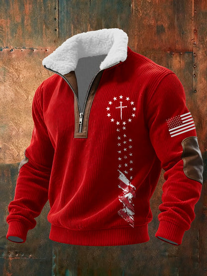 Men's Casual Faith Retro Textured Sweatshirt