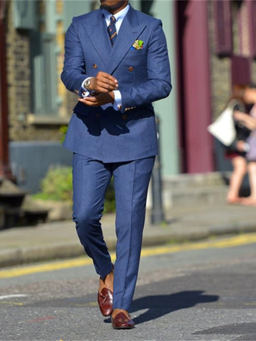 Men's Business Double Breasted Side Suit Two-Piece Suit