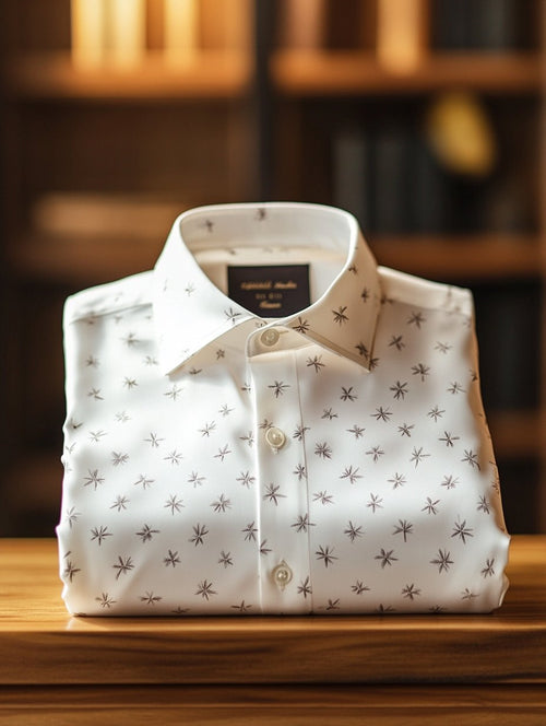 Men's Business Casual Floral Lapel Short Sleeve Shirt