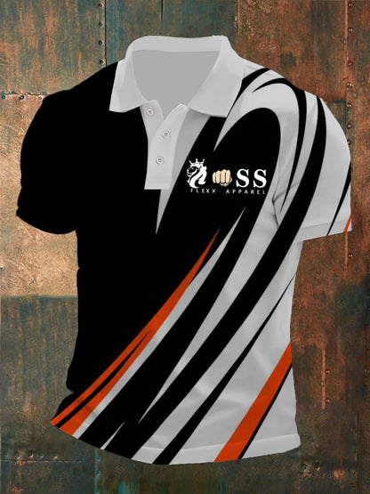 Men's retro business casual contrast color polo shirt