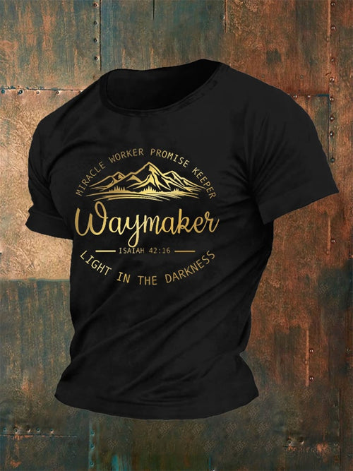 Men's Waymaker Mountain  Isaiah 42:16 Christian Faith Print T-Shirt