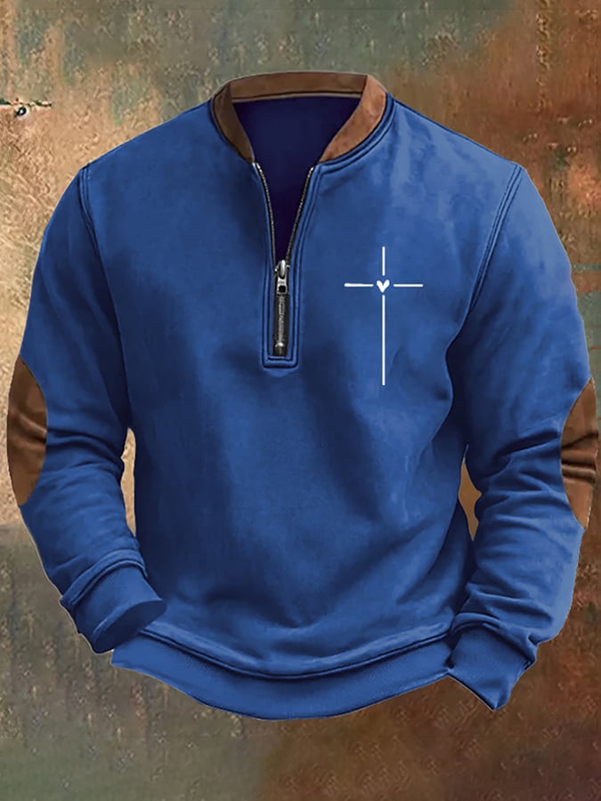 Men's Christian Cross Faith Print Sweatshirt