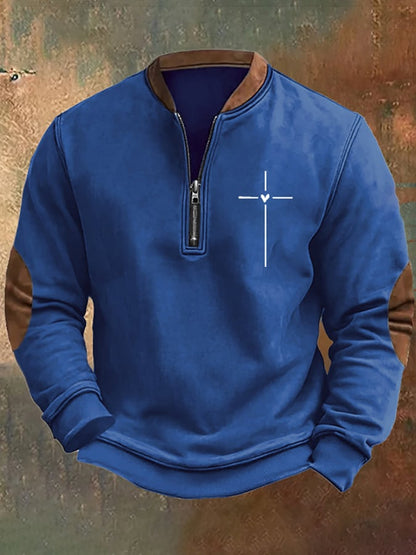 Men's Christian Cross Faith Print Sweatshirt