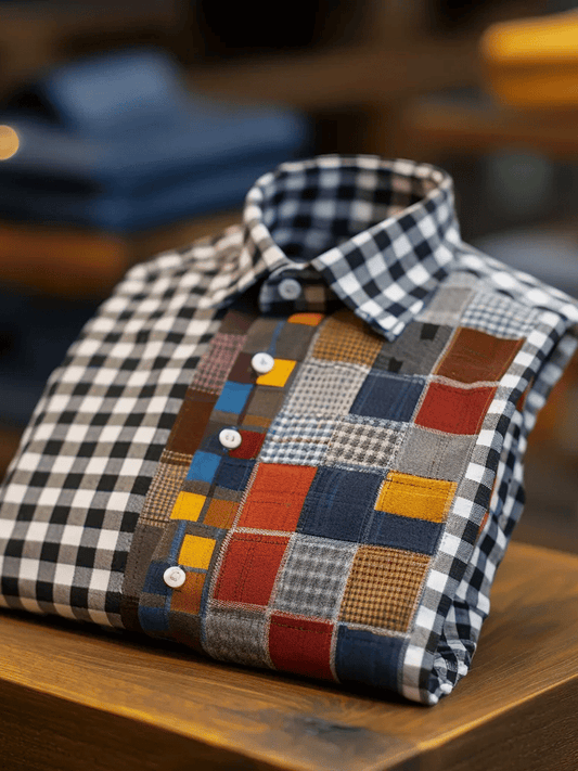 Men's Luxury Romantic Contrast Color Print Long Sleeve Shirt