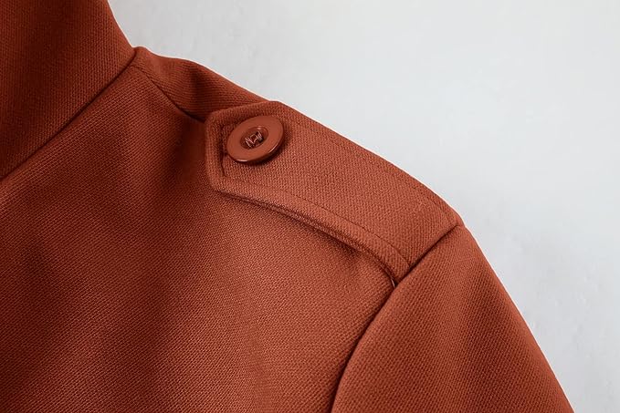 Men's Fashion Casual Standing Collar Double Breasted Faux Wool Coat