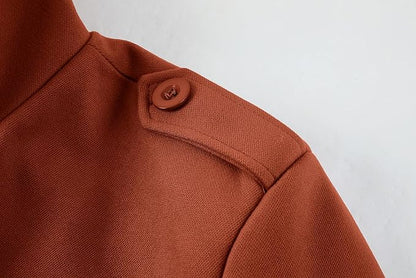 Men's Fashion Casual Standing Collar Double Breasted Faux Wool Coat