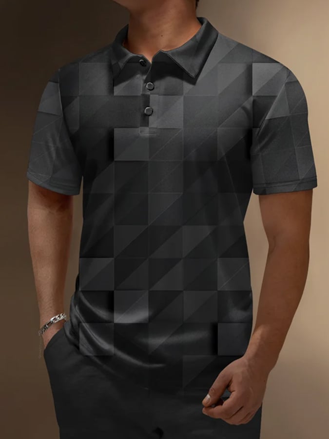 Men's Vintage Print Casual POLO Shirt