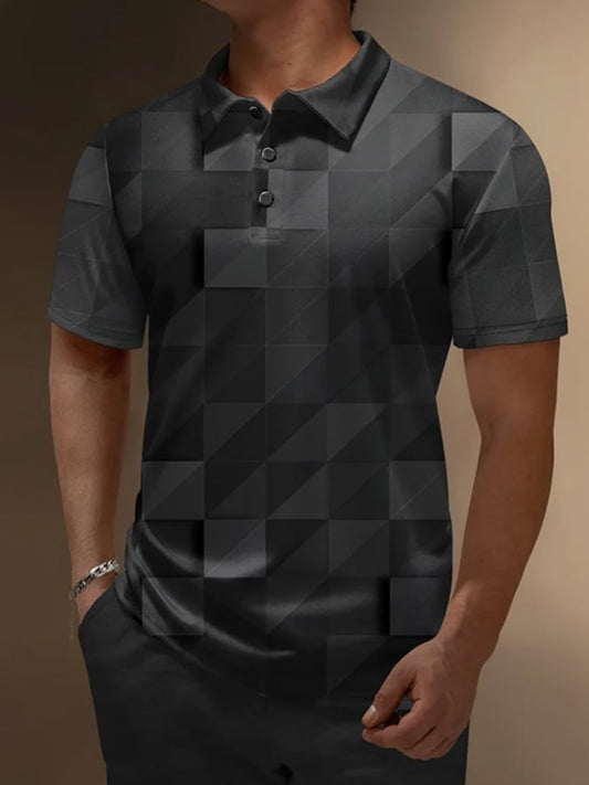 Men's Vintage Print Casual POLO Shirt