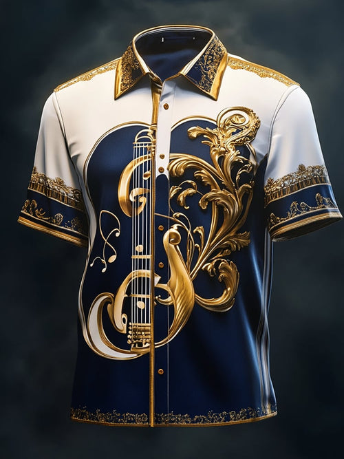 Men's Satin Luxe Print Short Sleeve Button Shirt
