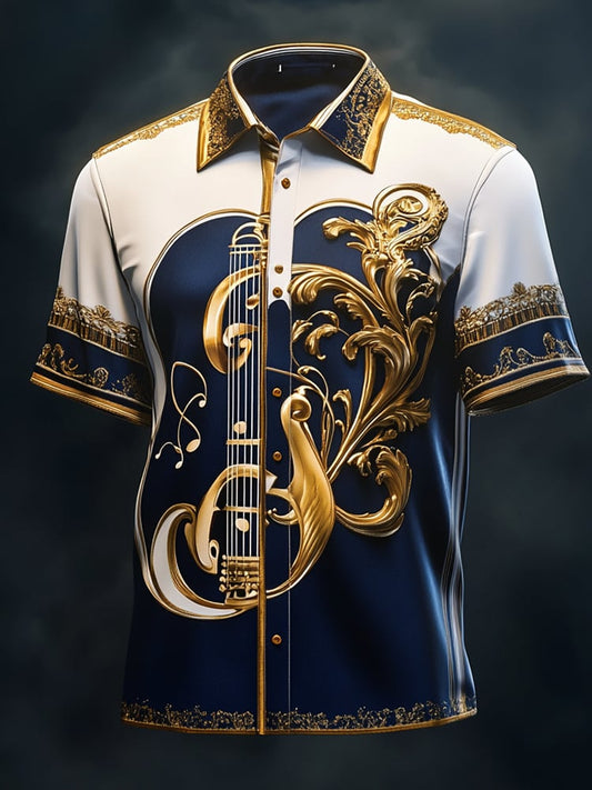 Men's Satin Luxe Print Short Sleeve Button Shirt