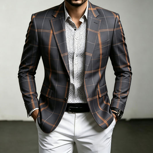 Men's Checkered Print Blazer