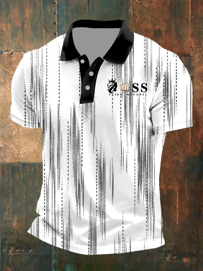 Men's Casual Retro Geometric Business Polo
