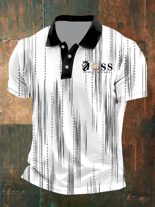 Men's Casual Retro Geometric Business Polo