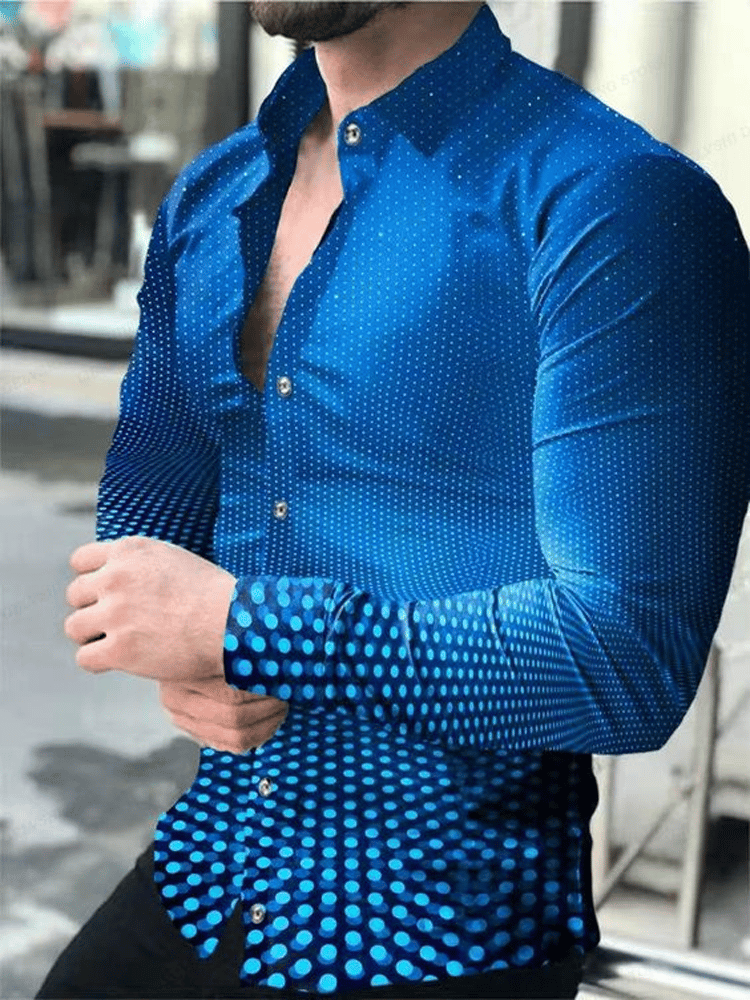 Men's Business Casual Striped Long Sleeve Shirt
