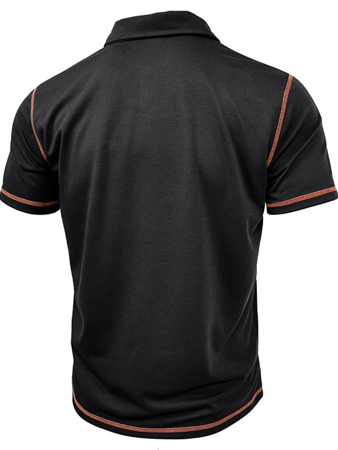 Men's Color Blocking Polo Collar Short Sleeved Polo Shirt
