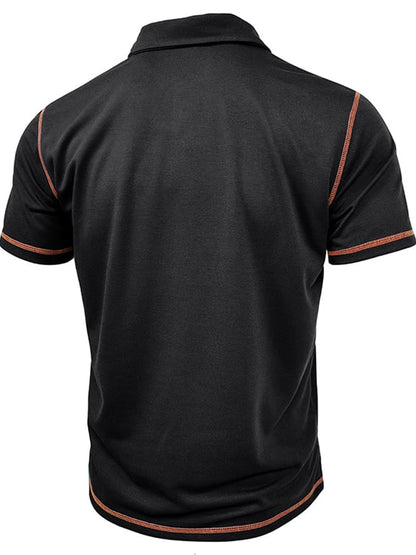 Men's Color Blocking Polo Collar Short Sleeved Polo Shirt