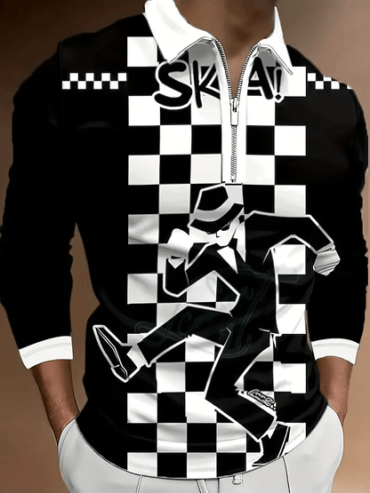 Men's Trendy Business Striped Zipper Polo Shirt
