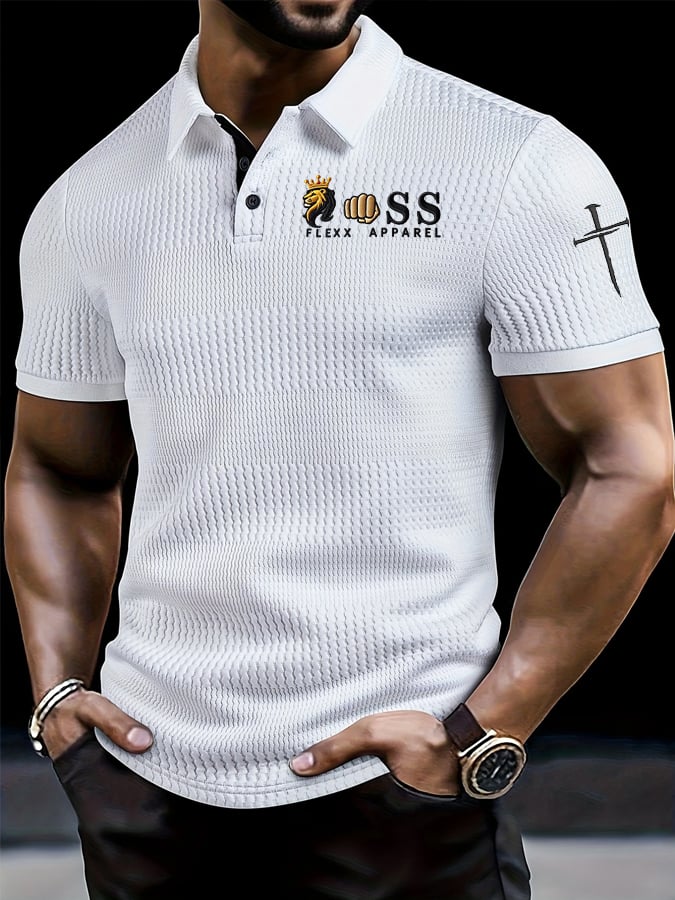 Men'S Jacquard Fabric Casual Polo Shirt