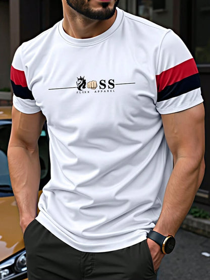 Men's Retro Letter Print Casual T-shirt