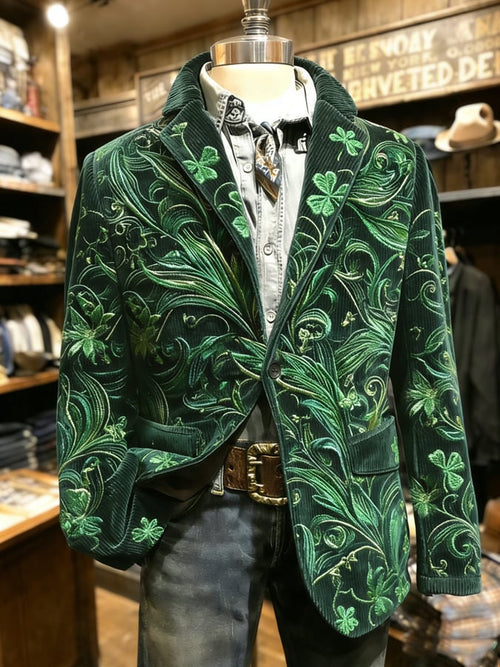 Men's Retro St. Patrick's Day Print Casual Blazer