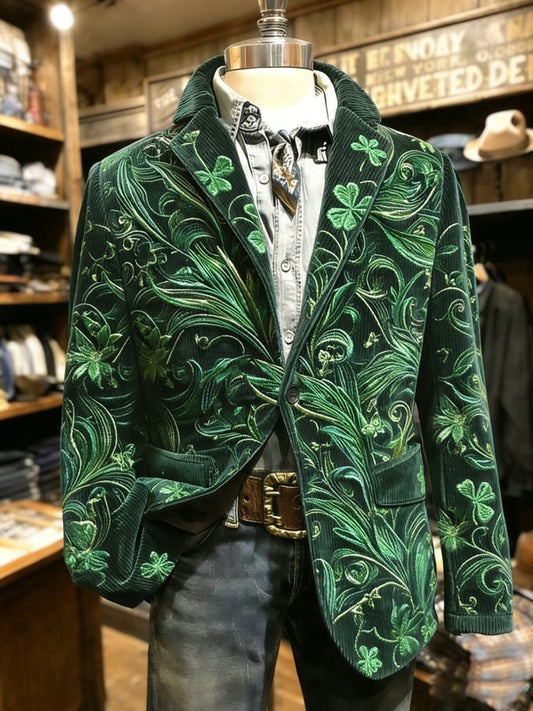 Men's Retro St. Patrick's Day Print Casual Blazer